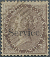 O Indien - Dienstmarken: 1866, QV 1a. Deep Brown, No Wmk, With Small "Service" Ovpt., Showing Constant Variety "Wide And - Francobolli Di Servizio