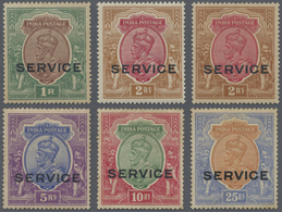 * Indien - Dienstmarken: 1912-13: Group Of Six Rupee Values Of KGV. Officials (optd. SERVICE), Wmk Single Star, With 1r. - Francobolli Di Servizio