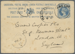 GA Indien - Used Abroad: BURMA 1895. Lndia ‘one Anna' Postal Stationery (small Stains) Surcharge Written From By & - Autres & Non Classés