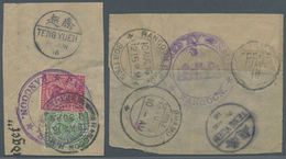 Indien - Used Abroad: BURMA 1916, WWI Censored Mail From Burma To China: Four Pieces With Violet 'Passed By Censor, Rang - Altri & Non Classificati