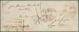 Br Indien - Used Abroad: FRENCH INDIA 1847: Small Cover From PONDICHERRY To Lyon, France 'per Steamer Bentinck/Madras' A - Other & Unclassified