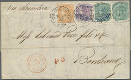Br Indien - Used Abroad: FRENCH INDIA 1872: Entire Letter From PONDICHERRY To Bordeaux 'via Alexandria', Franked With 18 - Other & Unclassified