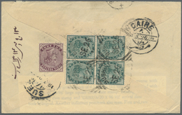 Br Indien - Used Abroad: PERSIA, 1896. Envelope Addressed To Egypt Bearing Lndia SG 85, ½a Blue-green (block Of Four) An - Autres & Non Classés