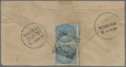 Br Indien - Used Abroad: ZANZIBAR 1884: Small Cover From Zanzibar To Mundra, India Franked On The Reverse With East Indi - Other & Unclassified