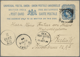 GA Indien - Used Abroad: 1886 (Oct 2): Zanzibar, Indian Postal Stationery Card ½a Blue From Zanzibar To Berlin, Germany - Autres & Non Classés