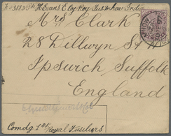 Br Indien - Feldpost: 1897. Soldier's Envelope(backflap Part Missing) From 'Private H. Evans, E Company' Detachment, Roy - Franchigia Militare