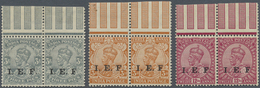 ** Indien - Feldpost: 1911 I.E.F.: Three Top Gutter Marginal Pairs Of 3p., 3a. And 12a. With Right Hand Stamp Showing 'a - Franchigia Militare