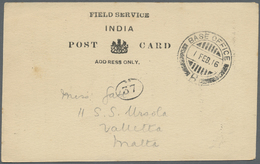 Br/GA Indien - Feldpost: 1915-16: Six Indian Field Post Covers And Cards From EGYPT, From Base Office "H" In Alexandria - Franchigia Militare