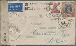 Br Indien - Feldpost: 1944. Air Mail Envelope (small Faults/tear) Addressed To London Bearing India SG 259, 1r Brown And - Military Service Stamp