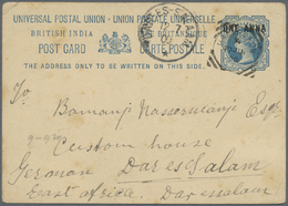 GA Indien - Ganzsachen: 1900, 1an. On 1½c. Blue Stationery Card Used From UMBERGAON 20 JU 00 To German East Africa Dar-e - Non Classificati