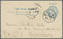 GA Indien - Ganzsachen: 1917 Official Postal Stationery Card KGV. ¼a. Ultramarine (H&G Noted 1921 As Year Of Issue) Of T - Non Classificati