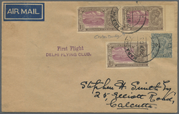 Br Indien - Flugpost: 1931 'Delhi' 1a. With CENTER DOUBLE (kiss Print) Along With A Second Stamp (light Kiss Print) As M - Poste Aérienne