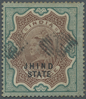 O Indien - Konventionalstaaten: JIND 1886-99: QV 3r. Brown And Green, Used And Cancelled By Numeral "1" In Small Diamond - Altri & Non Classificati