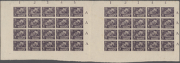 (*) Indonesien - Vorläufer: 1946, Revolution Period In Java, 15 Sen Dark Mauve Imperforated, Sheet Of 40 With Gutters. - Indonesia