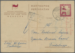 GA Indonesien - Vorläufer: 1946, Two Stationery Cards 5 S. (crease) Or 10 S. Used; Plus Japanese Occupation 1942, South - Indonesia