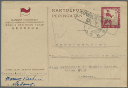 GA Indonesien - Vorläufer: 1946/47, Three Different Stationery Cards: 5 S. "Peneak" Large Size (crease), 10 S. Brown And - Indonesia