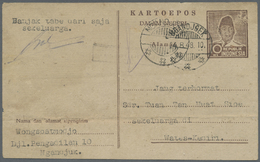 GA Indonesien - Vorläufer: 1948, Stationery Card 10 S. Brown Canc.  "NGANDJOEK 4.8.48" To Kediri, Creases And Imprint Sl - Indonesia