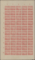 (*) Indonesien - Vorläufer: 1949, Revolution Period In Java, 150 Sen Red Imperforated, Complete Sheet Of 50, Showing Var - Indonésie