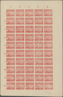 (*) Indonesien - Vorläufer: 1949, Revolution Period In Java, 100 Sen Red Imperforated, Complete Sheet Of 50, Showing Var - Indonesia