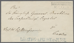 Br Iran: 1860 (appr.): "LÉGATION DE PRUSSE EN PERSE" In Blue On Folded Letter To Berlin. Very Scarce Letter From The Ger - Iran