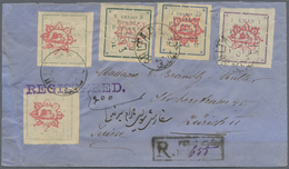 Br Iran: 1902. Registered Envelope Addressed To Switzerland Bearing Yvert 147, 1 Ch Grey (2), Yvert 149, 3 Ch Deep Green - Iran