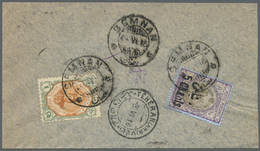Br Iran: 1916, Provisional Issue 5 Ch. On 1 K. And 1 Ch. Together On Cover From "SEMNAN 4/6/16" Cds. To Teheran With Arr - Iran