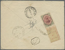 Br Iran: 1920, Tabriz Famine Relief Issue On Cover Together With 6 Ch. Green Violet Brown Tied By "TAURIS" Cds. To Teher - Iran