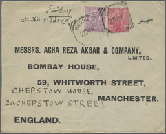 Br Iran: 1923. Envelope Addressed To Manchester Bearing India SG 159, 1a Rose And SG 166, 2a Purple Tied By Bushire Squa - Iran