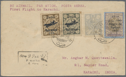 Br Iran: 1929. Air Mail Envelope Addressed To Karachi, India Endorsed 'By Air Mail. Par Avion/First Flight To Karachi' B - Iran