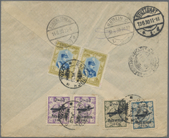 Br Iran: 1930. Registered Air Mail Envelope Addressed To Germany Bearing Yvert 531, 15ch Olive And Blue (pair) With Air - Iran