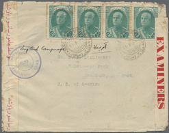 Br Iran: 1941. Envelope Addressed To New York Bearing Yvert 644, 1r Blue-green (4) Tied By Melajar Date Stamp With Persi - Iran