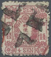 O Japan: 1874, Cherry Blossoms 4 S. Rose Syll. 1 Canc. Crossroads Of Hiogo And Traces Of Red Paid All/SF Daters, Clean C - Other & Unclassified