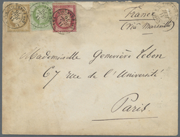 Br Japan: 1876. Envelope (raughly Opened And Backflap Partly Missing, Traces Of Ageing) Addressed To France Bearing Fran - Other & Unclassified
