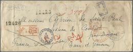 Br Japan: 1892. Registered Envelope(stained) Addressed To France Bearing 'Koban' SG 114, 2s Rose And SG 121, 15s Violet - Autres & Non Classés