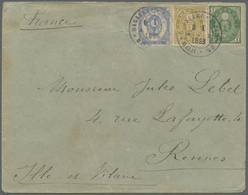 Br Japan: 1893. Envelope (small Faults) Addressed To France Bearing 'Koban' SG 113, 1s Green, SG 115, 5s Blue And SG 118 - Other & Unclassified