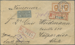Br Japan: 1898. Registered Envelope Addressed To Chile Bearing 'Koban' SG 120, 10s Brown (pair) Tied By Yokohama Date St - Other & Unclassified