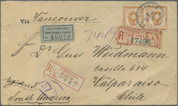 Br Japan: 1898. Registered Envelope Addressed To Chile Bearing 'Koban' SG 120, 10s Brown (pair) Tied By Yokohama Date St - Autres & Non Classés