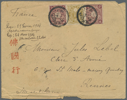 Br Japan: 1904. Envelope (faults) Addressed To France Bearing 'Koban' SG 118, 4s Bistre Mixed With 'Chrysanthemum' SG 13 - Altri & Non Classificati