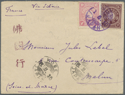 Br Japan: 1910. Envelope Addressed To France Bearing 'Chrysanthemum' SG 140, 4s Rosine And SG 142, 6s Maroon Tied By Kum - Other & Unclassified