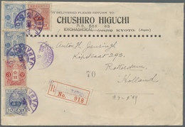 Br Japan: 1918. Registered Envelope Addressed To Holland Bearing SG 169, 1½s Pale Blue (2), SG 171, 3s Carmine (2) And S - Autres & Non Classés