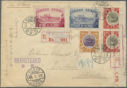 Br Japan: 1927. Registered Envelope Addressed To Holland Bearing SG 185, 1½s Olive And Scarlet (2), SG 186, 3s Violet An - Autres & Non Classés