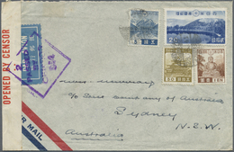 Br Japan: 1941. Air Mail Envelope Addressed To Australia Bearing SG 318, 5s Ultramarine, SG328, 50s Bistre, SG 320 1y Br - Autres & Non Classés