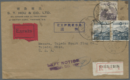 Br Japanische Post In China: 1945. Registered Air Mail Express Envelope Addressed To Toledo Bearing Japanese Occupation - 1943-45 Shanghai & Nanjing