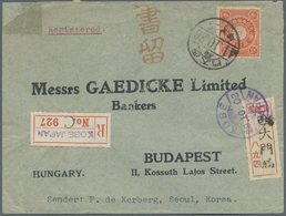 Br Japanische Post In Korea: 1903. Registered Envelope (small Faults/stains) Written From 'P. De Kerberg, Seoul, Korea' - Franchigia Militare