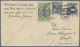 Br Japanische Post In Korea: 1950 Korea 100 W Green And "300 W" On 50 W Both Tied By Violet "PUSAN 2.10.51" On Red Cross - Franchise Militaire