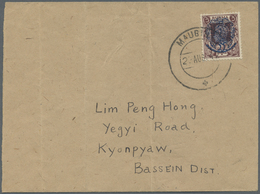 Br Japanische Besetzung  WK II - Burma: 1942, Henzada Overprinded 1 A. Purple-brown Tied By Cds. "MAUBLIN 29.AUG.42" To - Myanmar (Burma 1948-...)