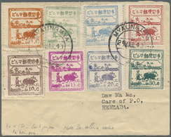 Br Japanische Besetzung  WK II - Burma: 1943, Farmer 1 C. Till 30 C., Eight Different Stamps On Cover From "MYAUNGMA 29. - Myanmar (Birmanie 1948-...)