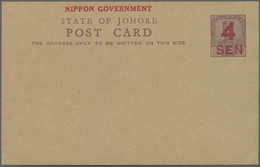 GA Japanische Besetzung  WK II - Malaya: Johore, 1942, Stationery Card 4 Sen/4 C., Unused Mint. - Malesia (1964-...)