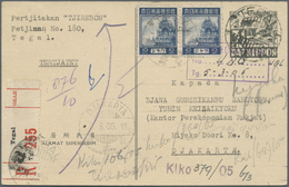 GA Japanische Besetzung  WK II - NL-Indien / Java / Dutch East Indies: 1943, Card 3 1/2 C. Size 140x90 Uprated 10 C. (pa - Indonésie