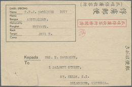 GA Japanische Besetzung  WK II - NL-Indien / Java / Dutch East Indies: 1944 (ca.), Java POW Camps Special POW Card W. Re - Indonesia